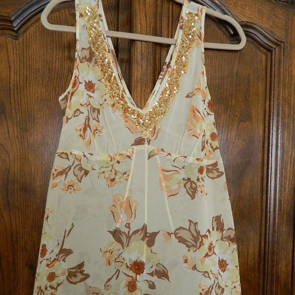 Banana Republic Sheer Silk Sequined Detail Top, 10